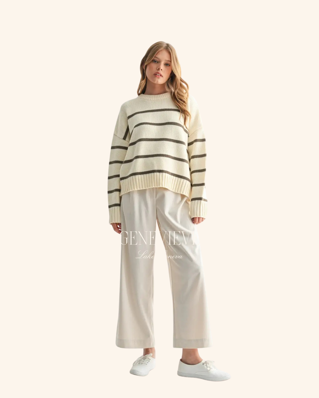 Fun2Fun Ivory & Ash Stripe Sweater