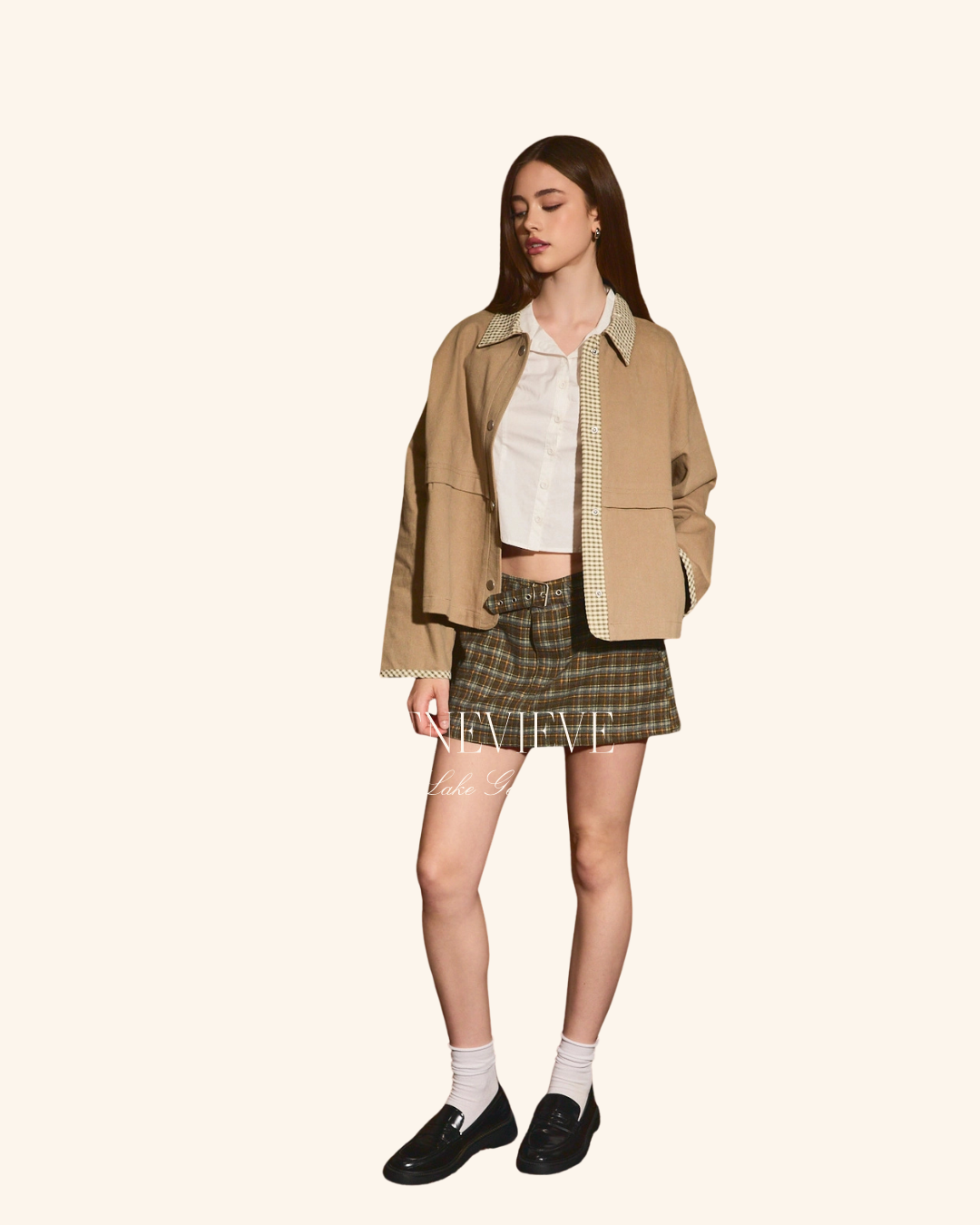 Le Lis Brown Olive Gingham Jacket