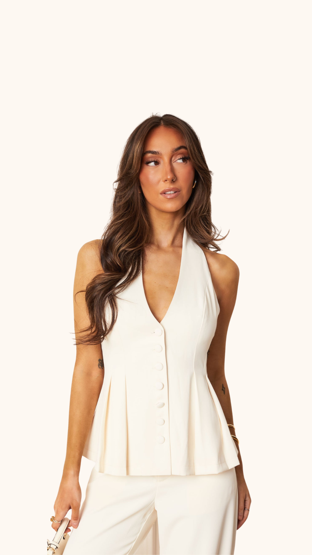 Mable Ecru Halter Top Vest