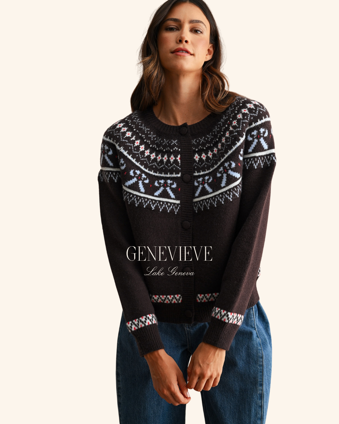 Mable Chocolate Blue Bow Cardigan