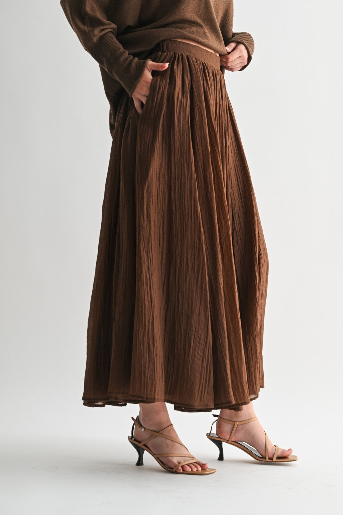 Fun2Fun Crinkle Woven Maxi Skirt