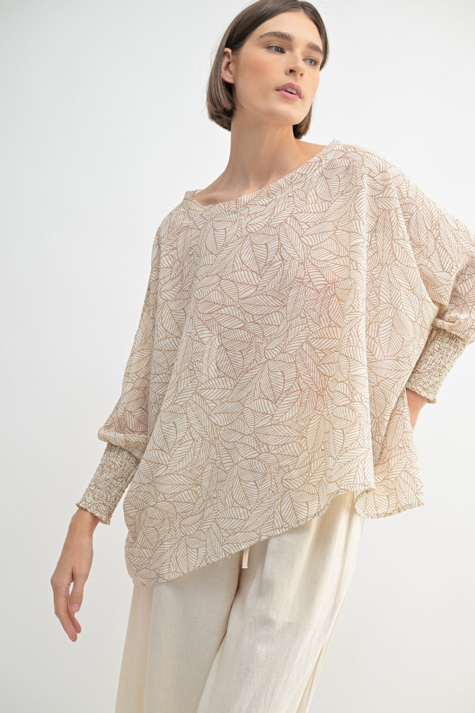 Fun2Fun Leaf Print Oversized Top