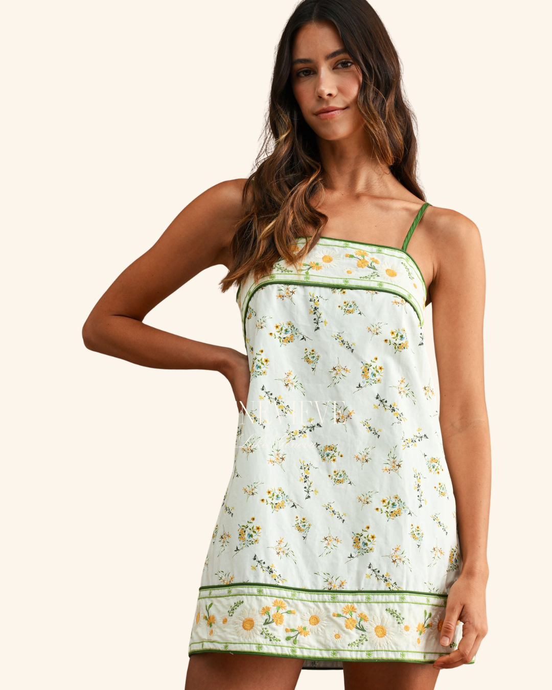 Mable Green Contrast Shift Dress