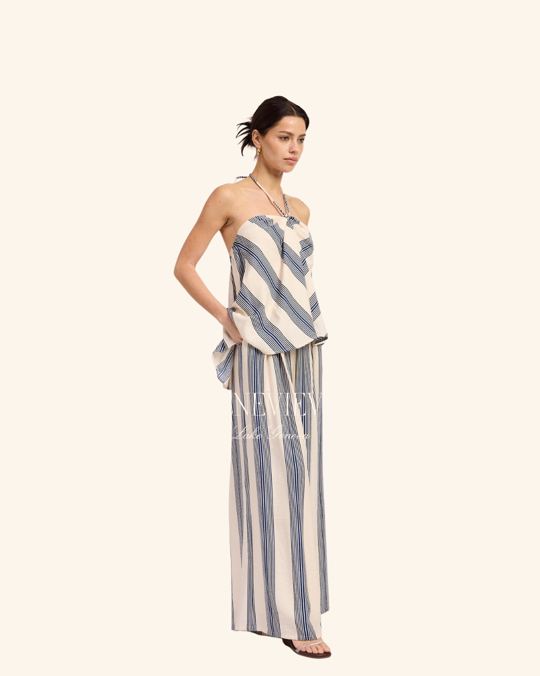 Emory Park Navy Stripe Linen Top