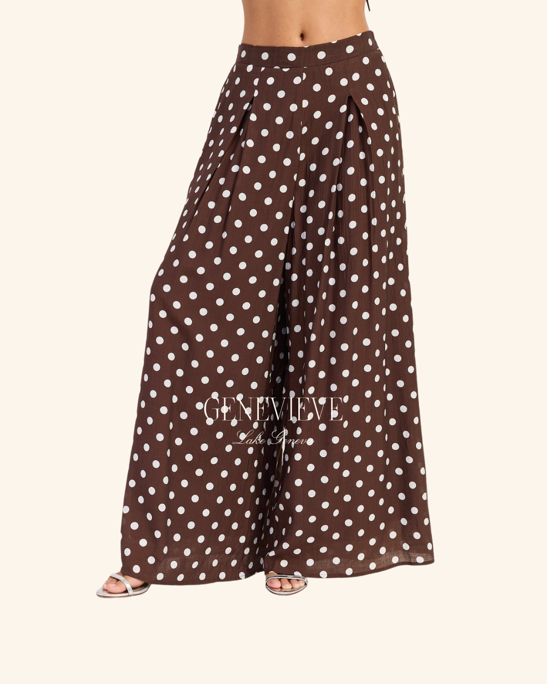 Emory Park Brown Polka Dot Wide Leg Pant