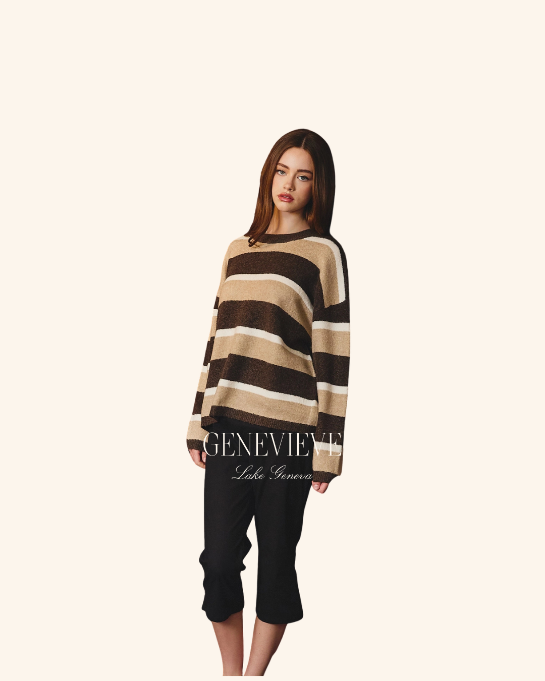 Le Lis Brown Stripe Knit Sweater