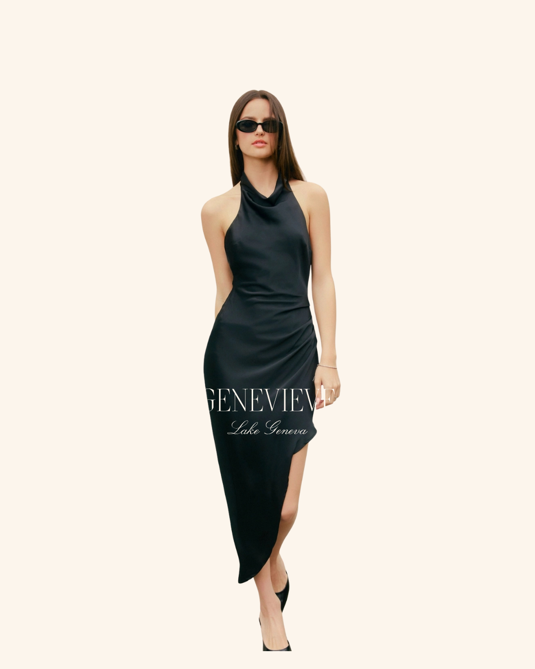 Dress Forum Black Halter Satin Dress