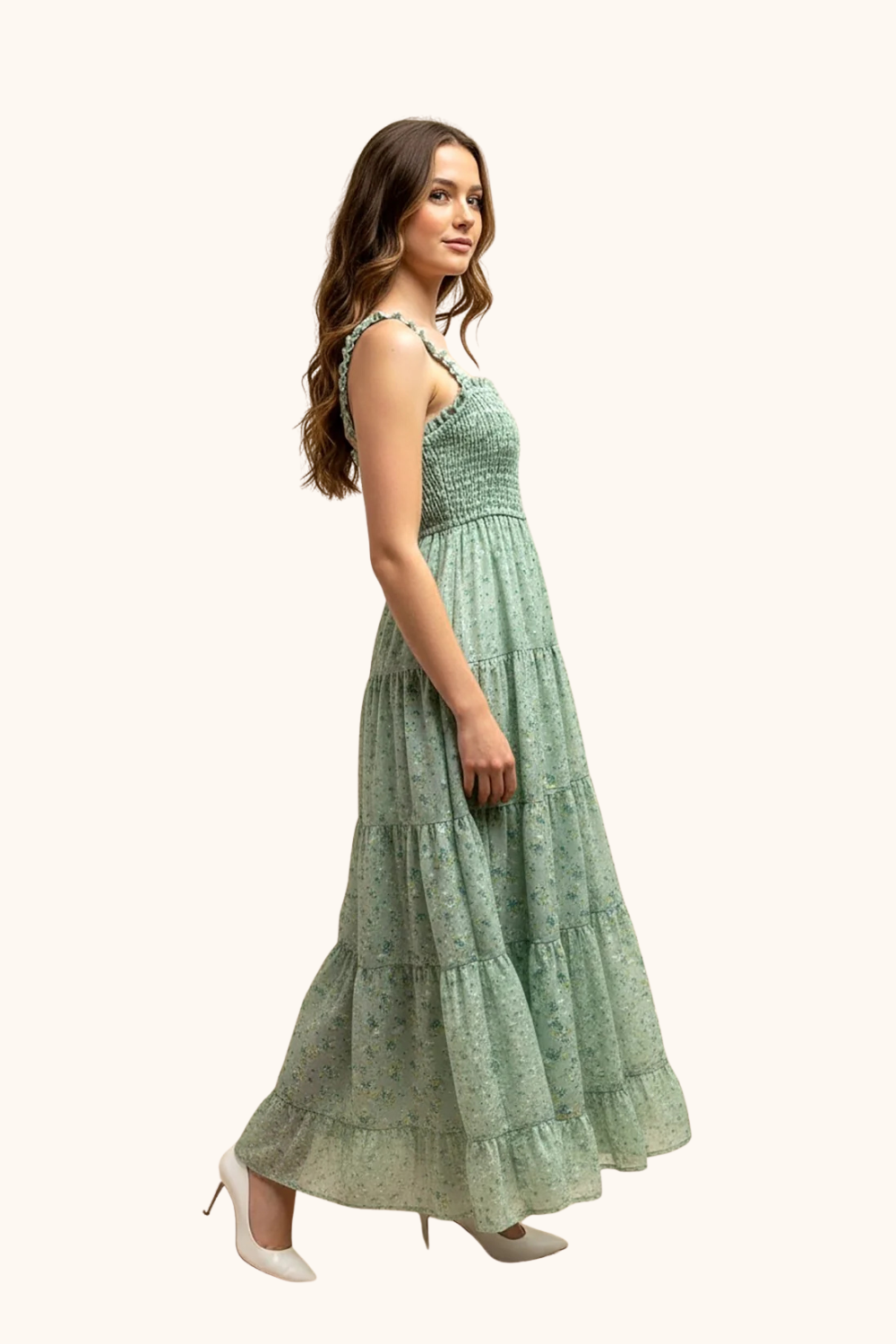 storia maxi dress Anthropologie Storia Brown Floral Maxi Dress S Long Sleeve V-Neck Cottagecore