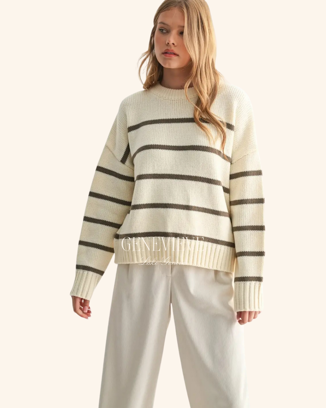 Fun2Fun Ivory & Ash Stripe Sweater