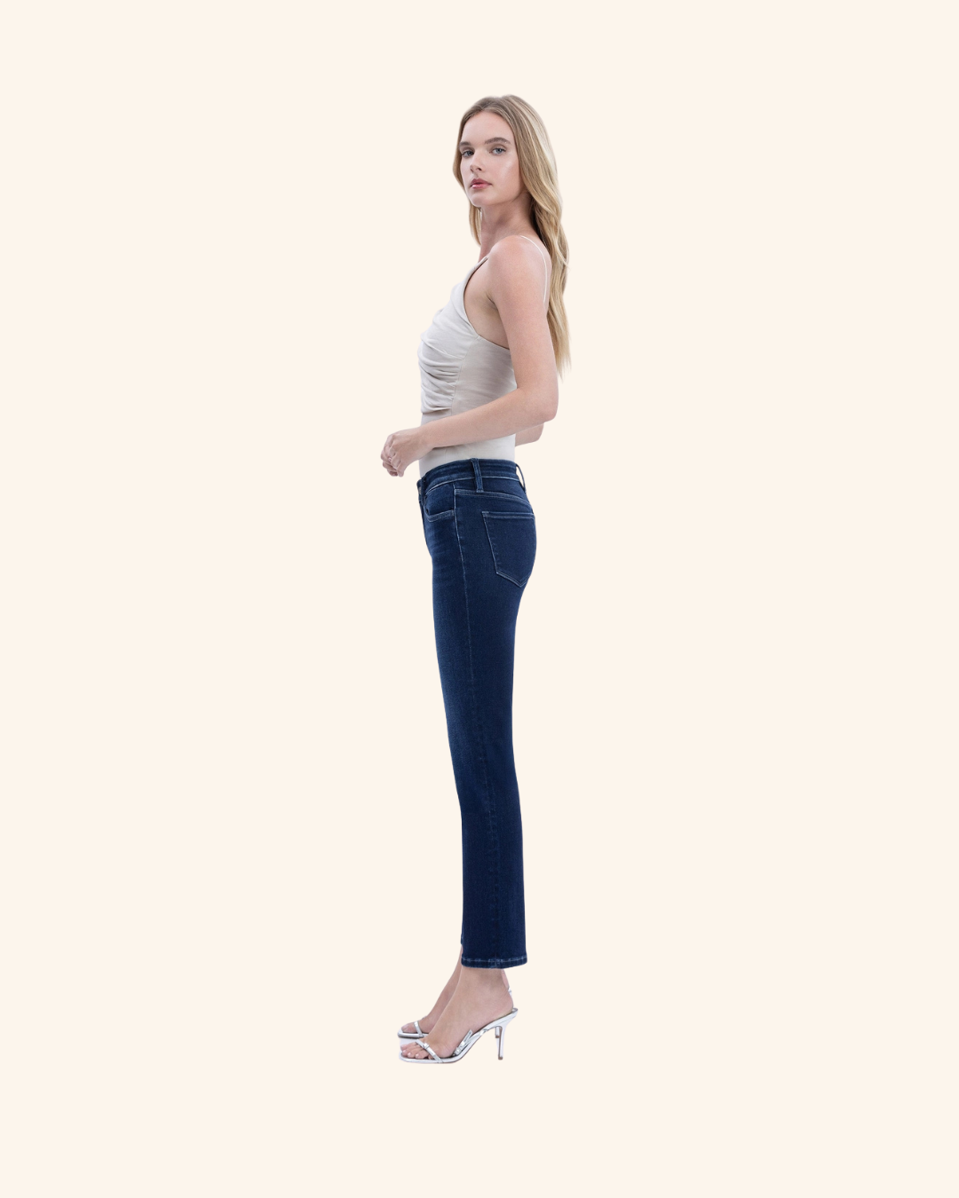 Vervet Mid Rise Dark Wash Slim Straight Ankle Jeans