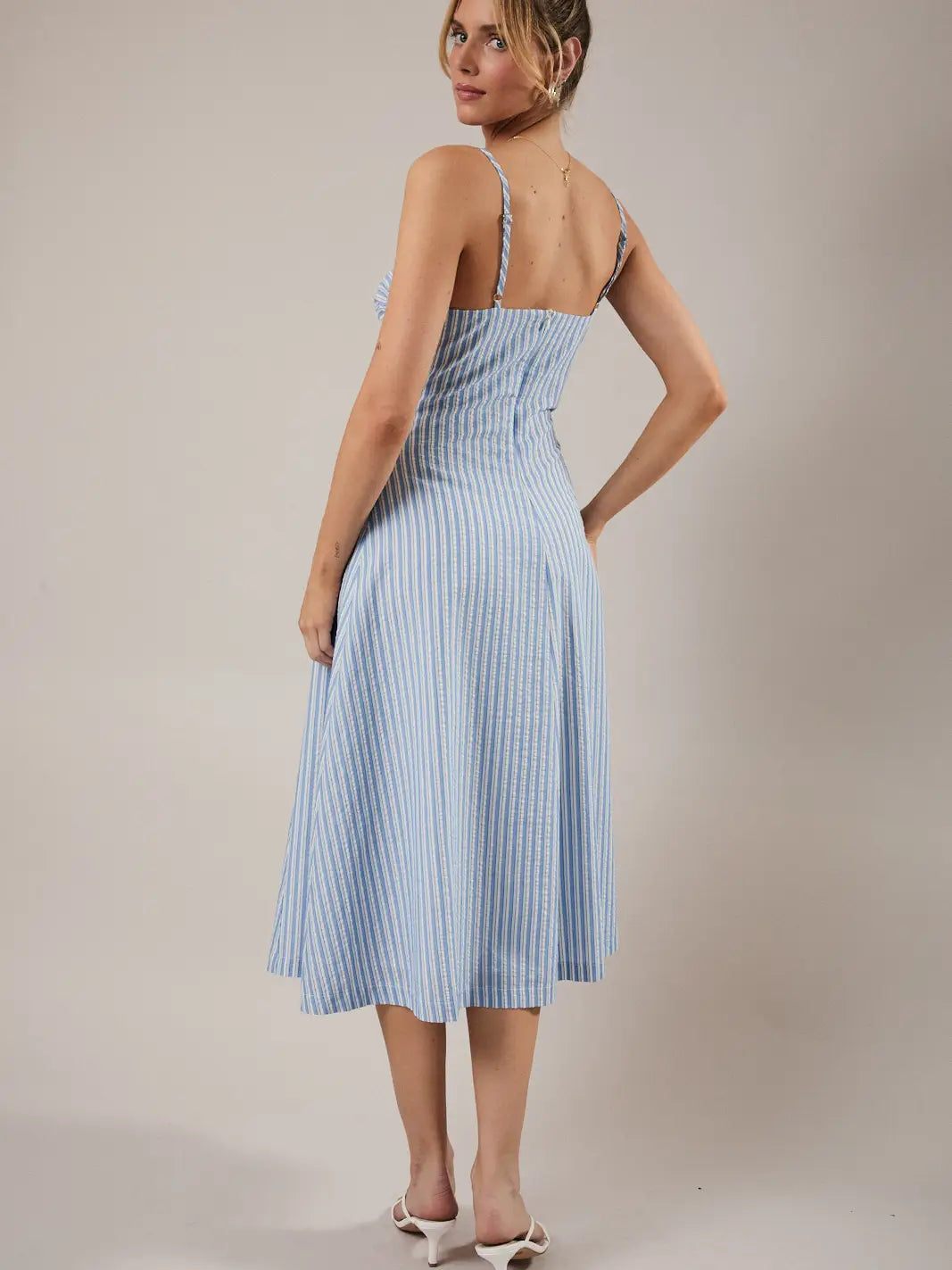 Sunday Edition Sleeveless Fit & Flare Stripe Midi Dress