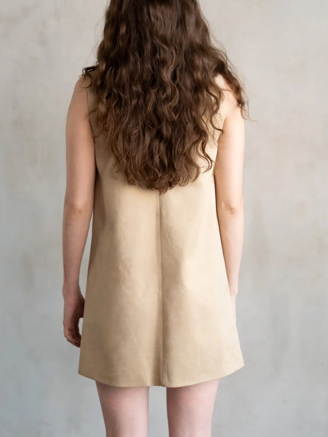 Elle Grey Suede Sleeveless Mini Dress