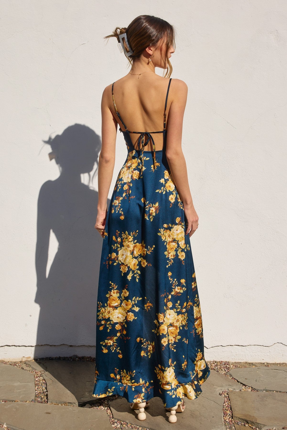 Dress Forum Floral Asymmetrical Ruffle Maxi Dress
