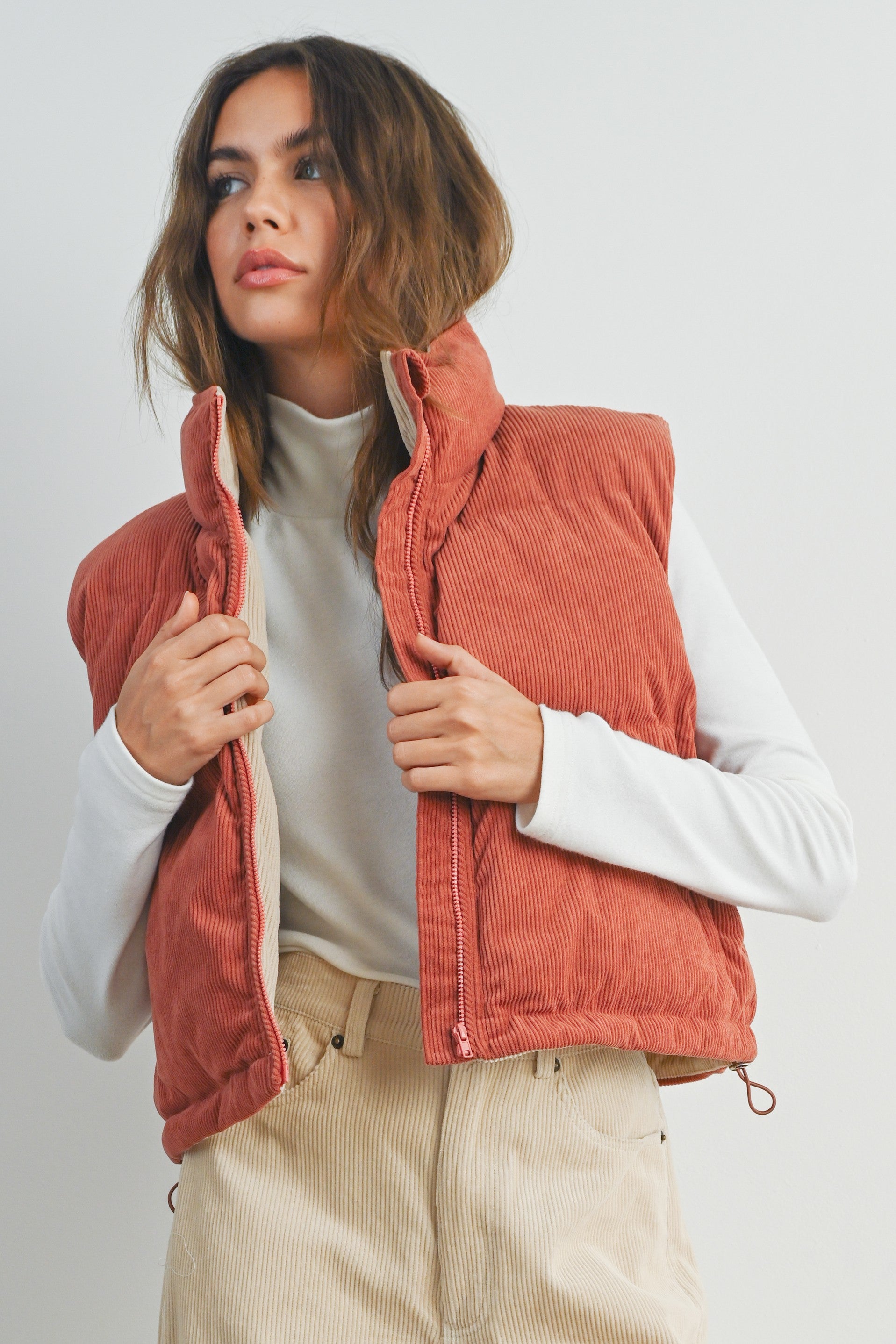 Buttermelon Adoreme Corduroy Puffer Vest