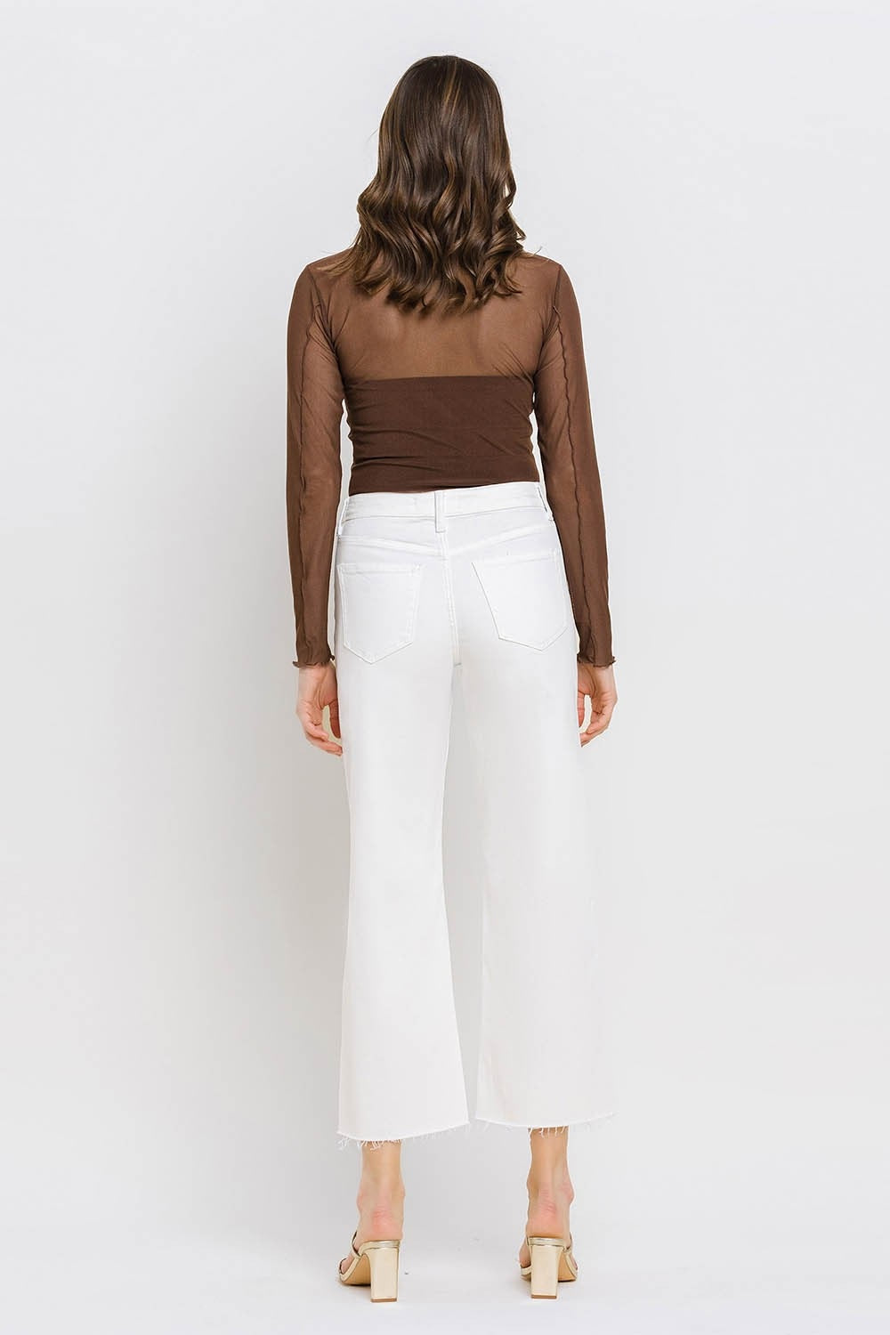 Vervet High Rise Raw Hem Crop Wide Leg Jeans