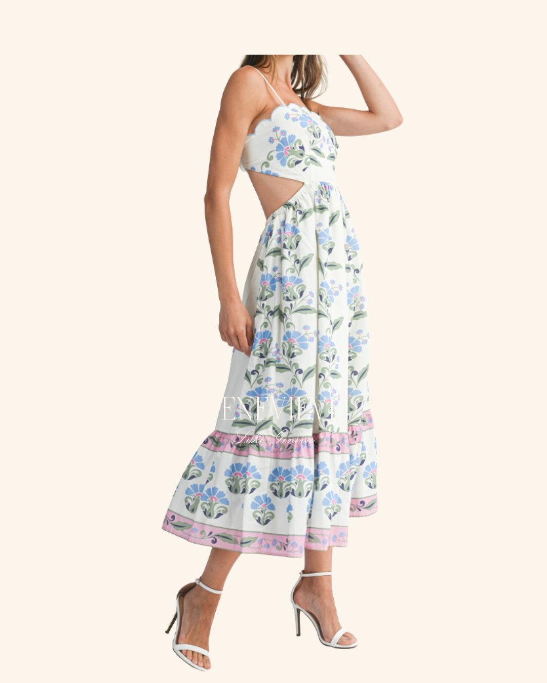 Mable Scallop Tube Midi Dress