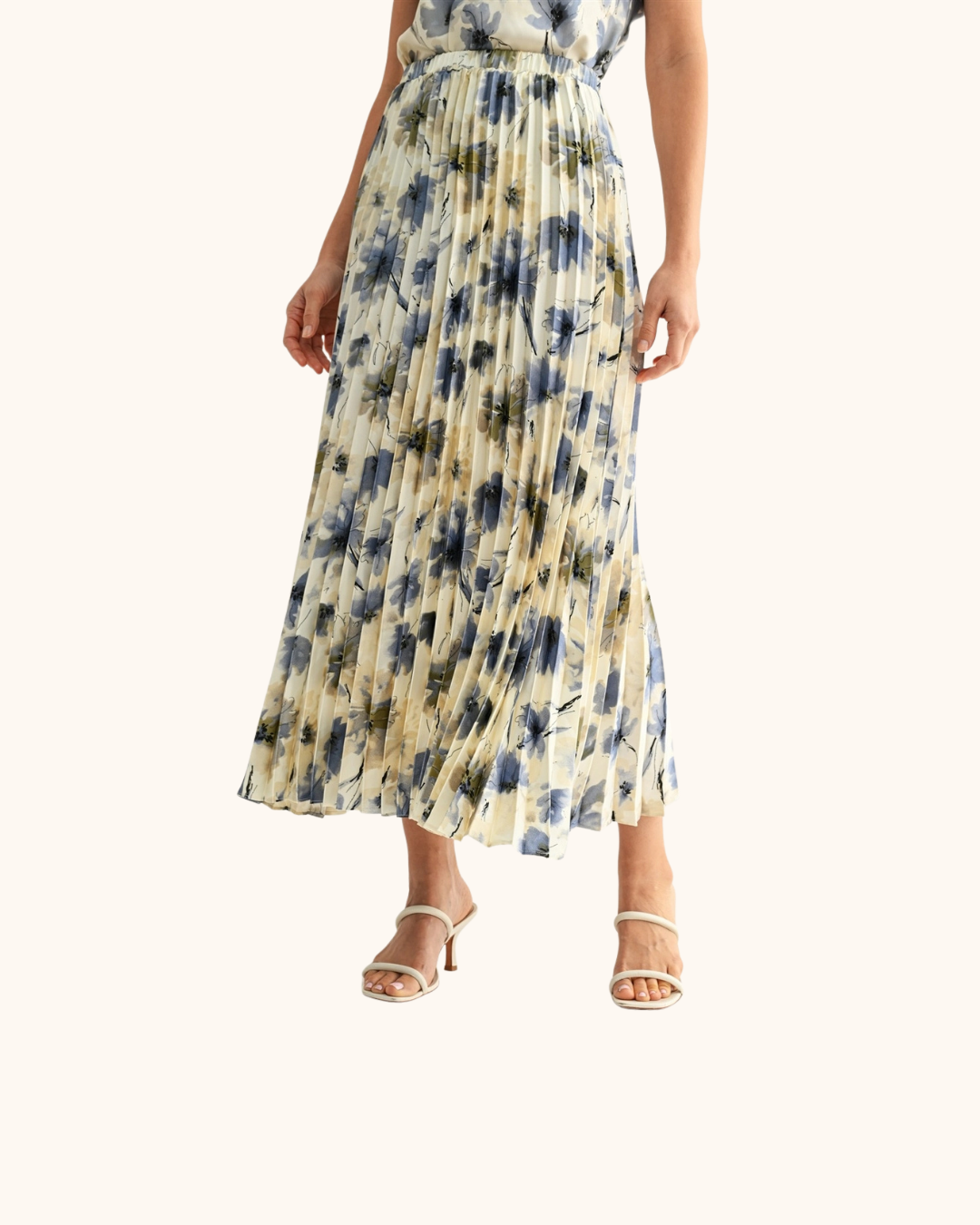 Fun2Fun Floral Pleated Satin Skirt