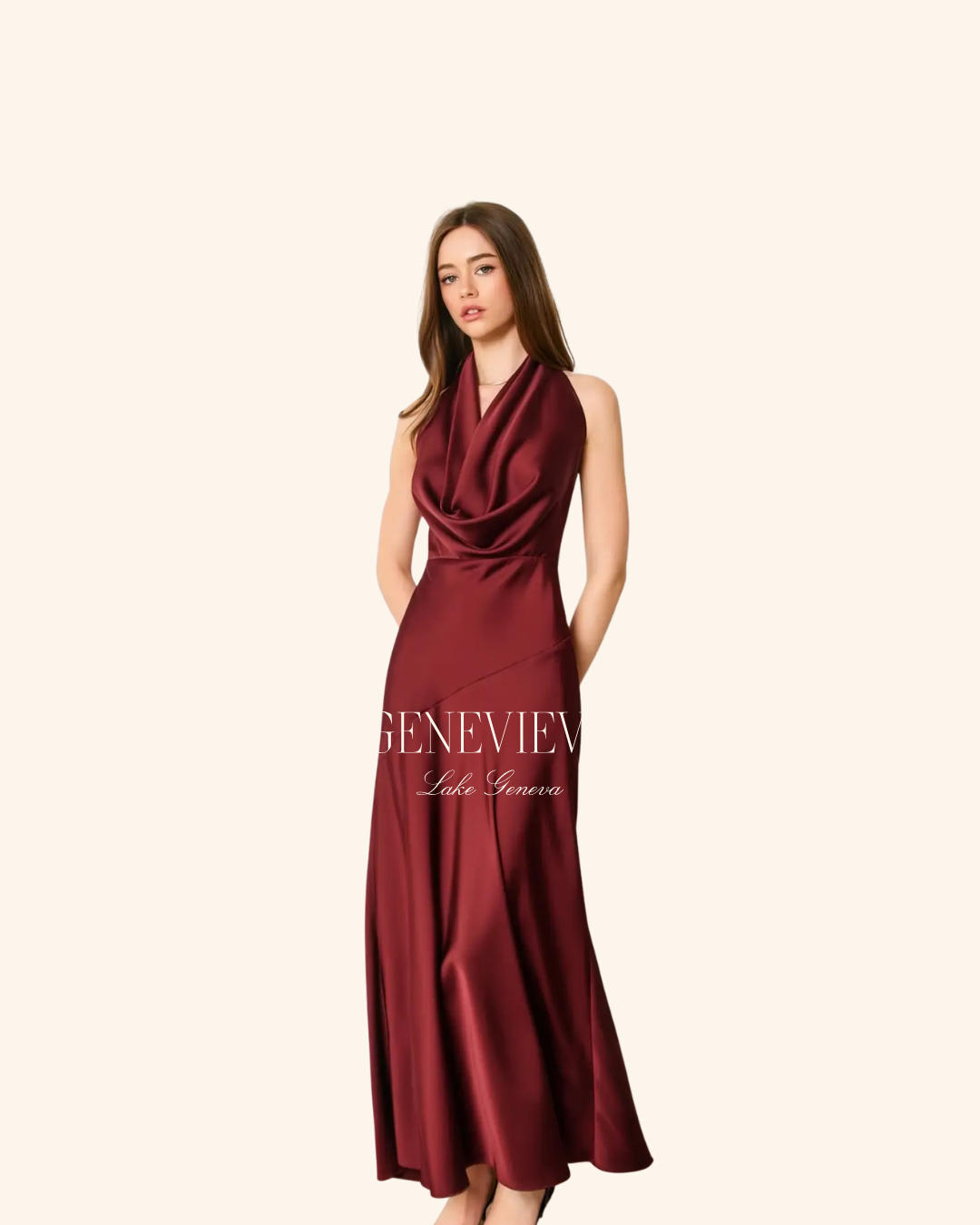 Dress Forum Halter Cowl Satin dress