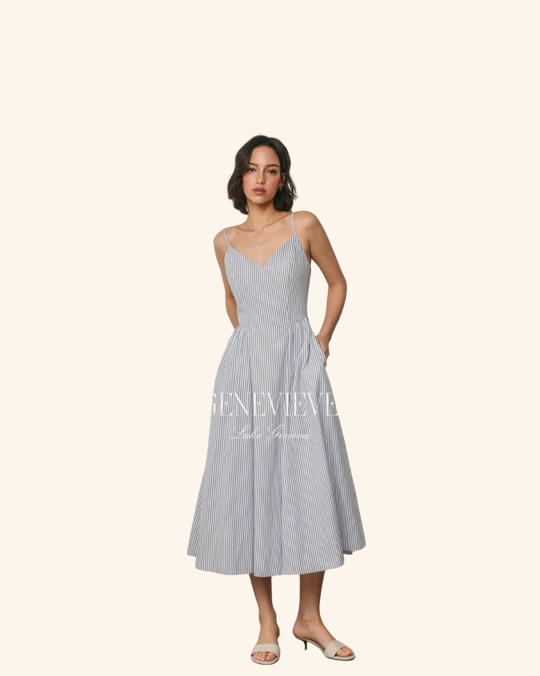 Dress Forum Denim White Striped Dress