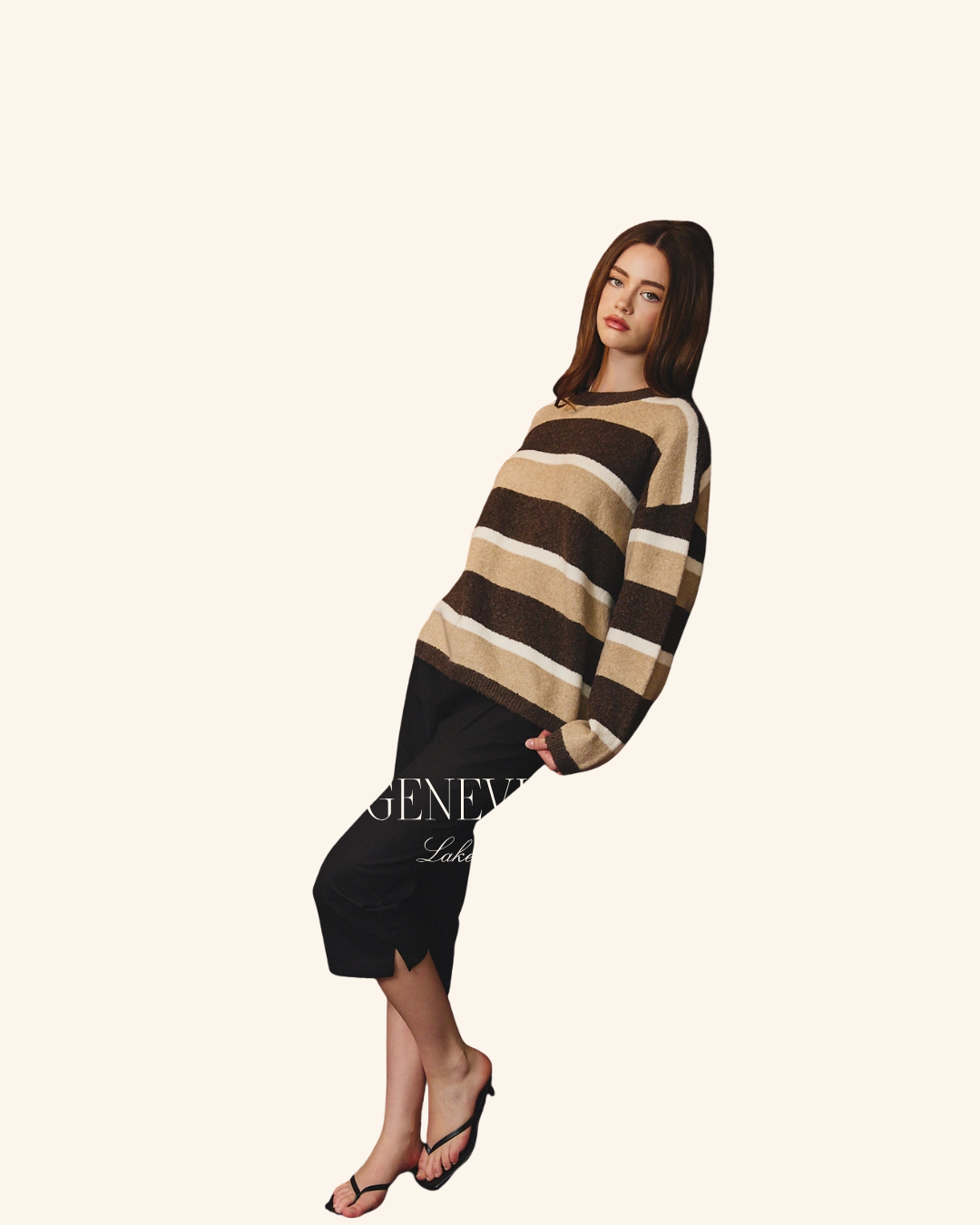 Le Lis Brown Stripe Knit Sweater