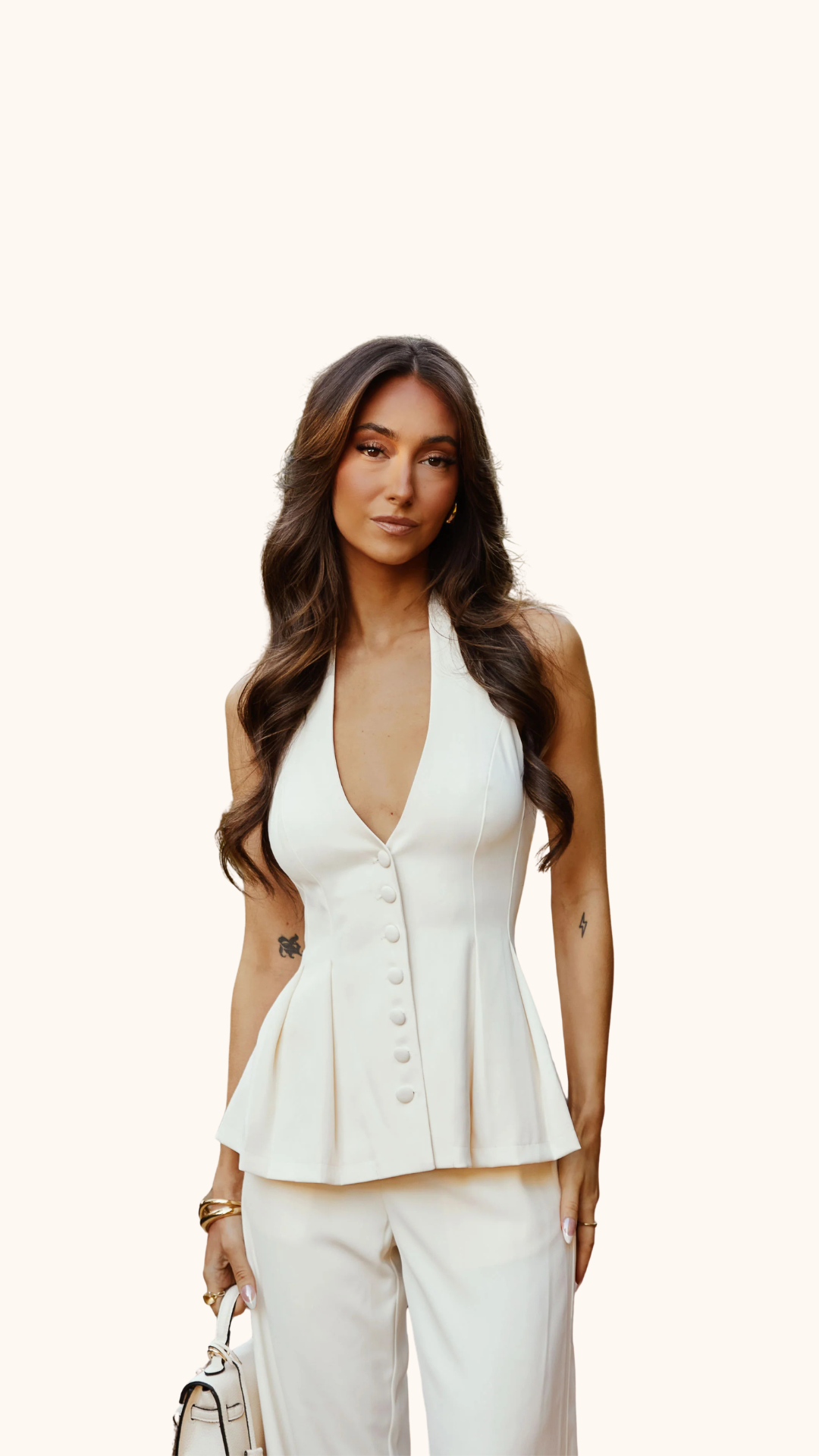 Mable Ecru Halter Top Vest