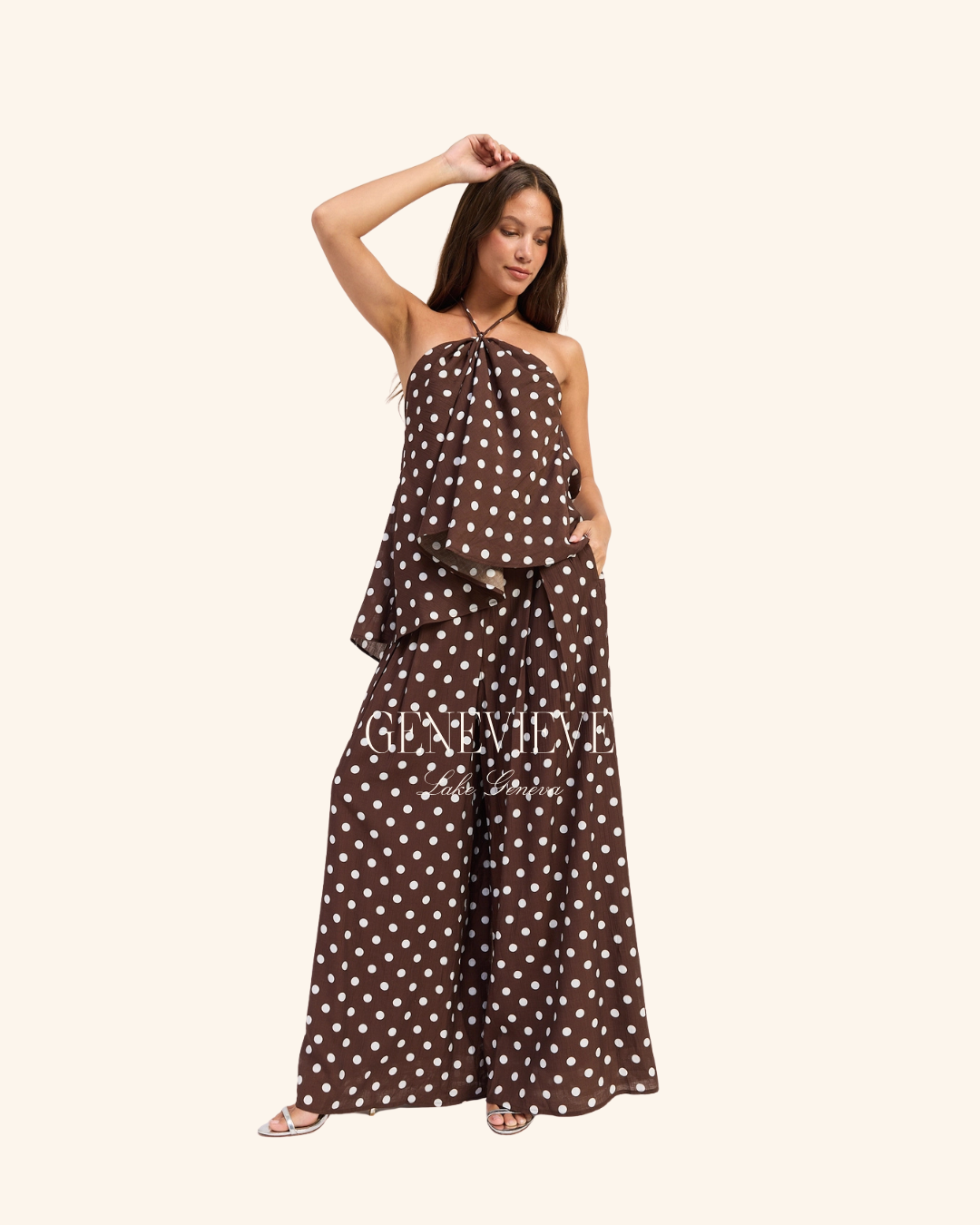 Emory Park Brown Polka Dot Wide Leg Pant