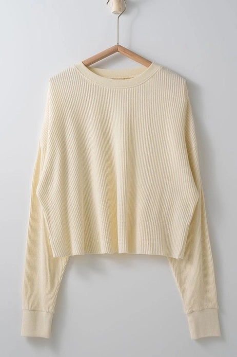 Urban Daizy The Raw Waffle Knit Crewneck Sweater