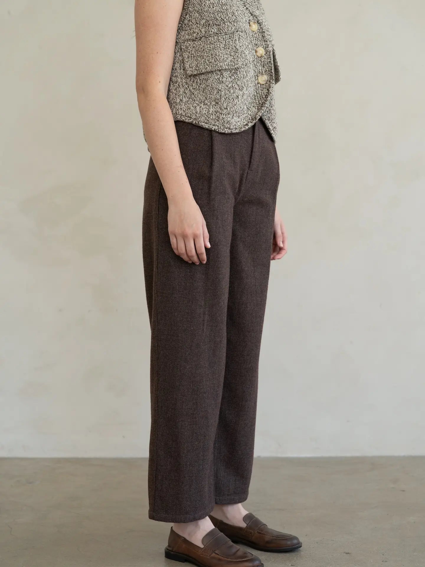 Elle Grey Wide Leg Textured Tailored Trousers