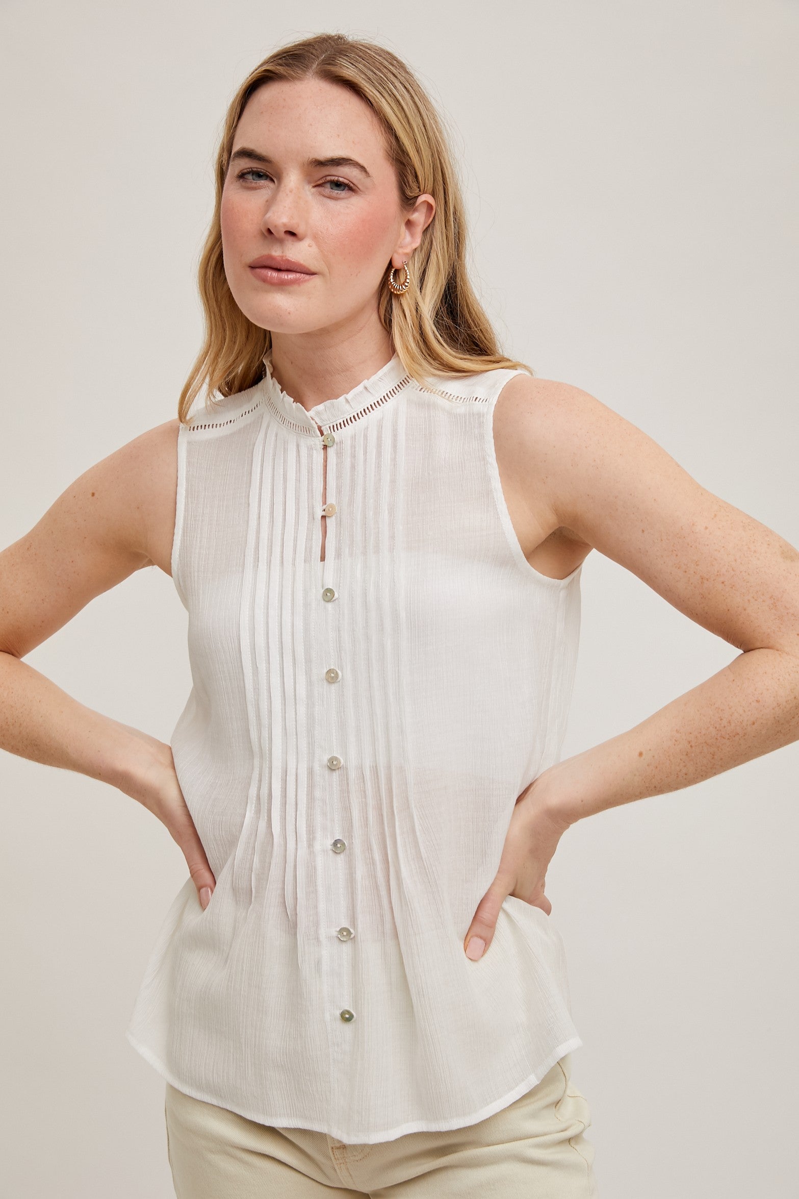 Fun2Fun Pintuck Sleeveless Top