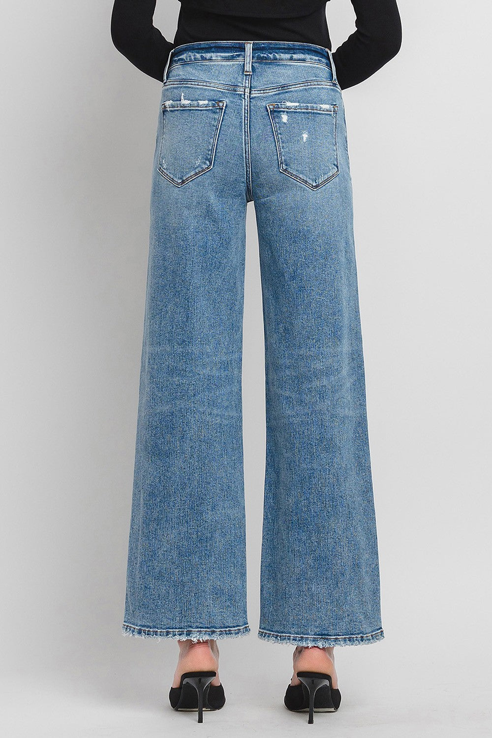 Vervet High Rise Medium Wash Full Length Wide Leg Jeans