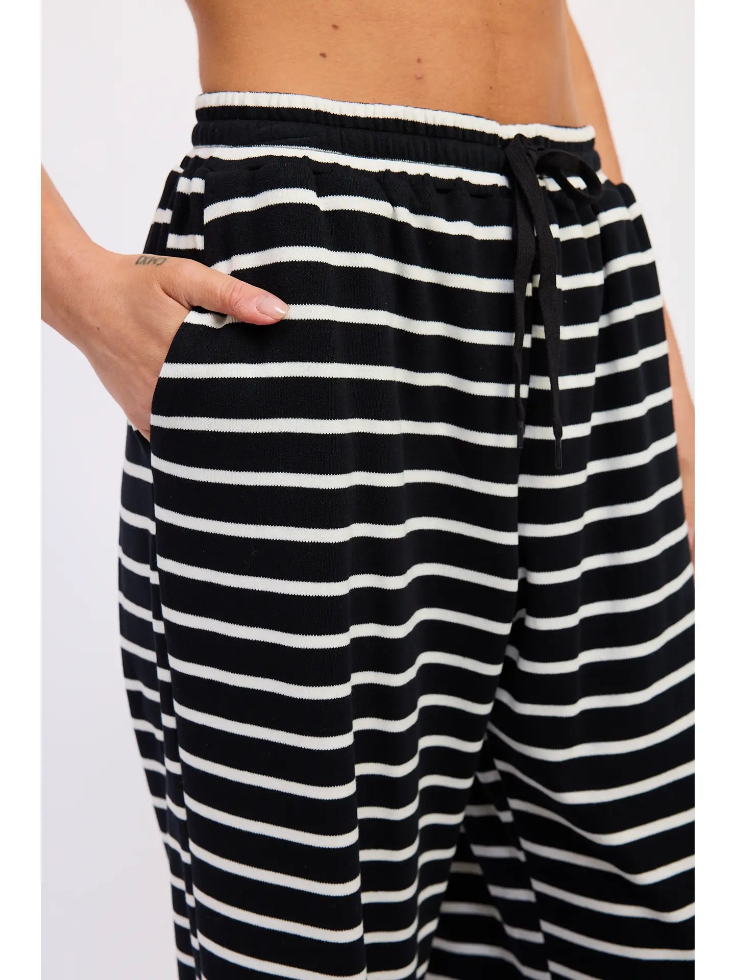 Emory Park Striped Pants with Elastic Waist Band