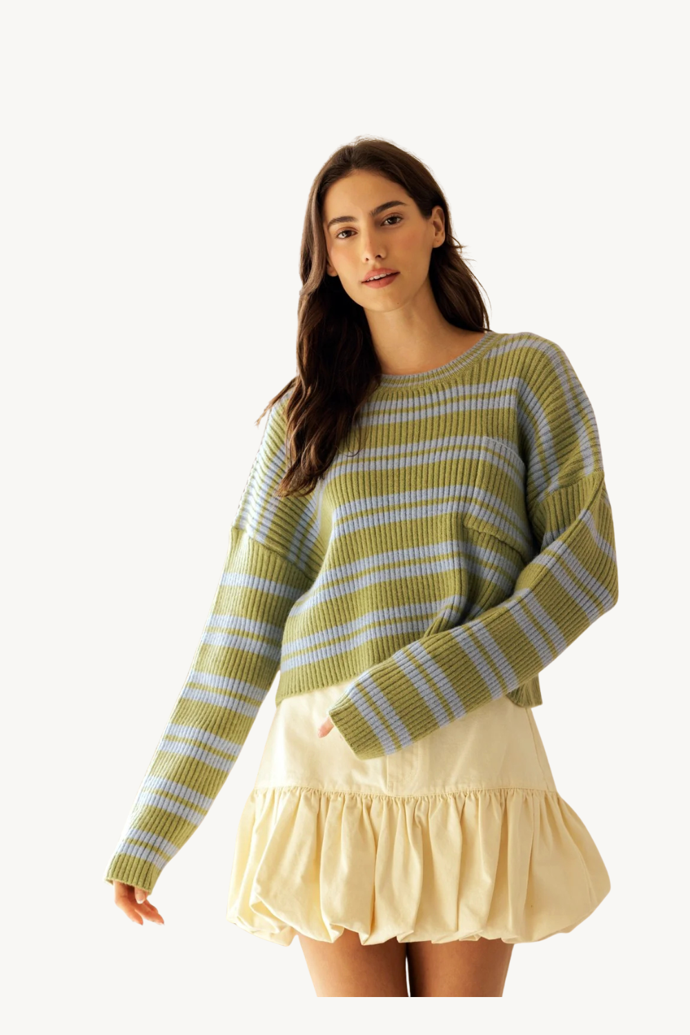 Storia Striped Ribbed Knit Sweater