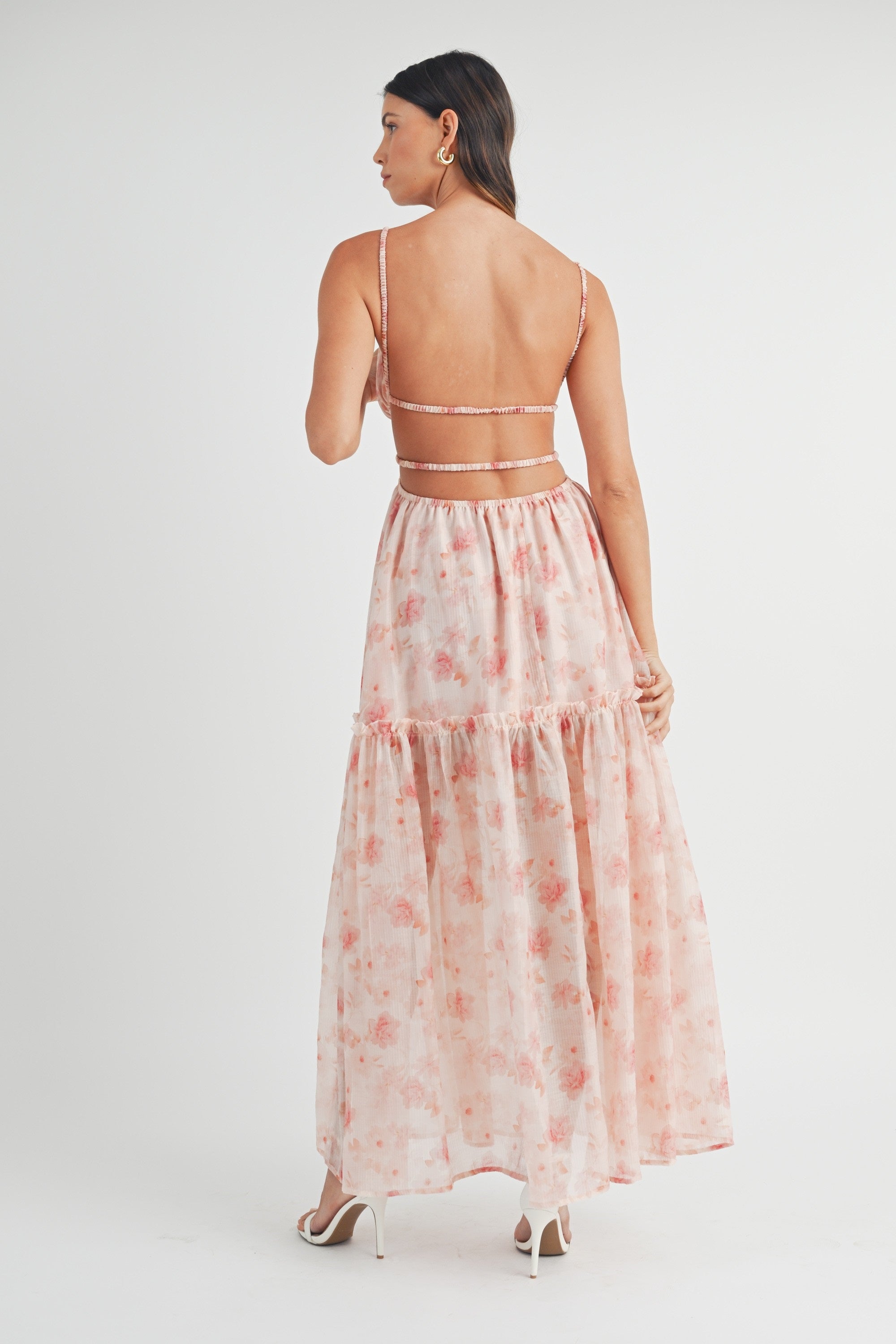 Mable Floral Print Cut-Out Waist Maxi Dress