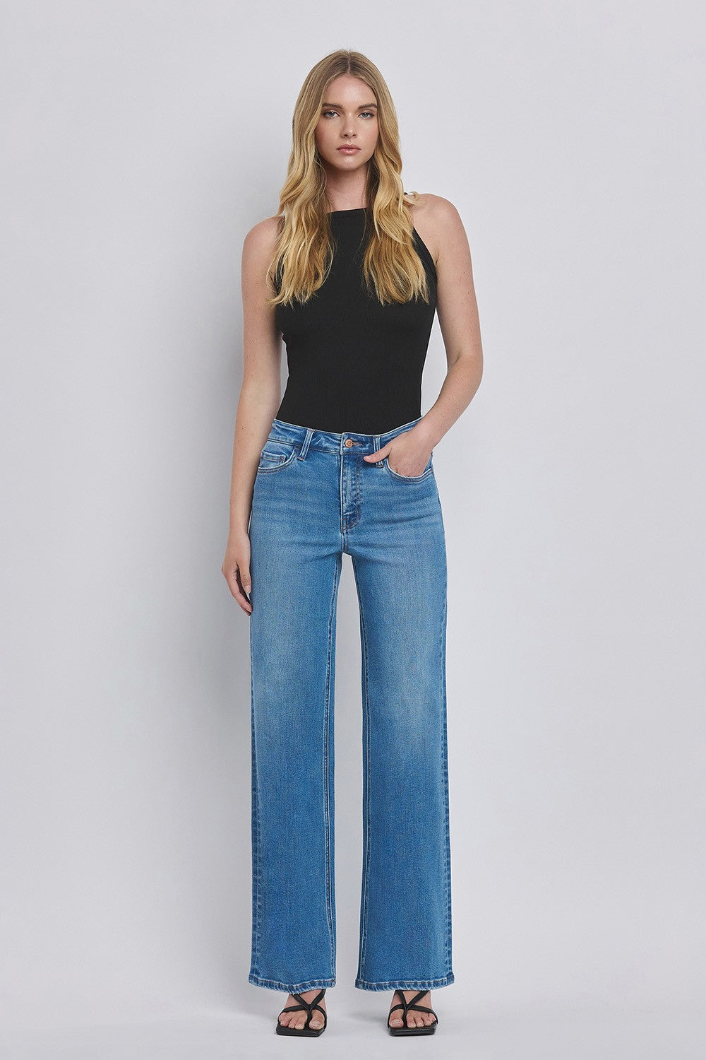 Vervet High Rise Loose Fit Wide Leg Jeans