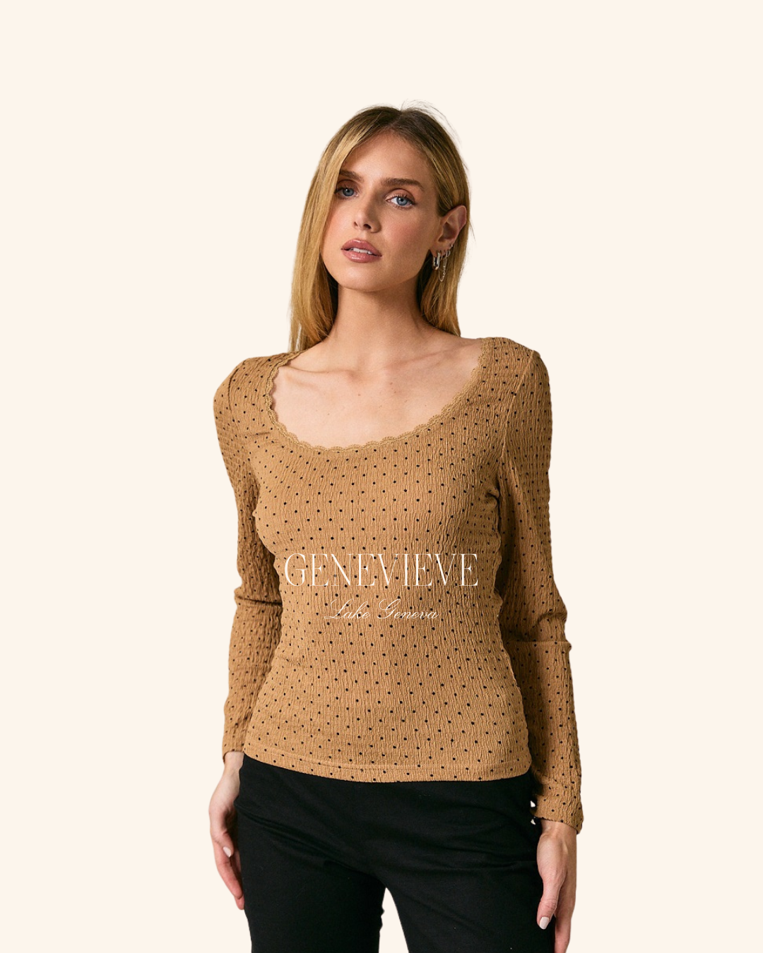 Sunday Edition Textured Polka Dot Long Sleeve