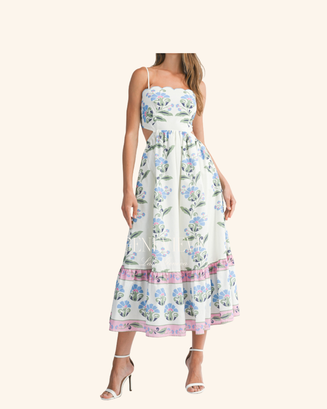 Mable Scallop Tube Midi Dress