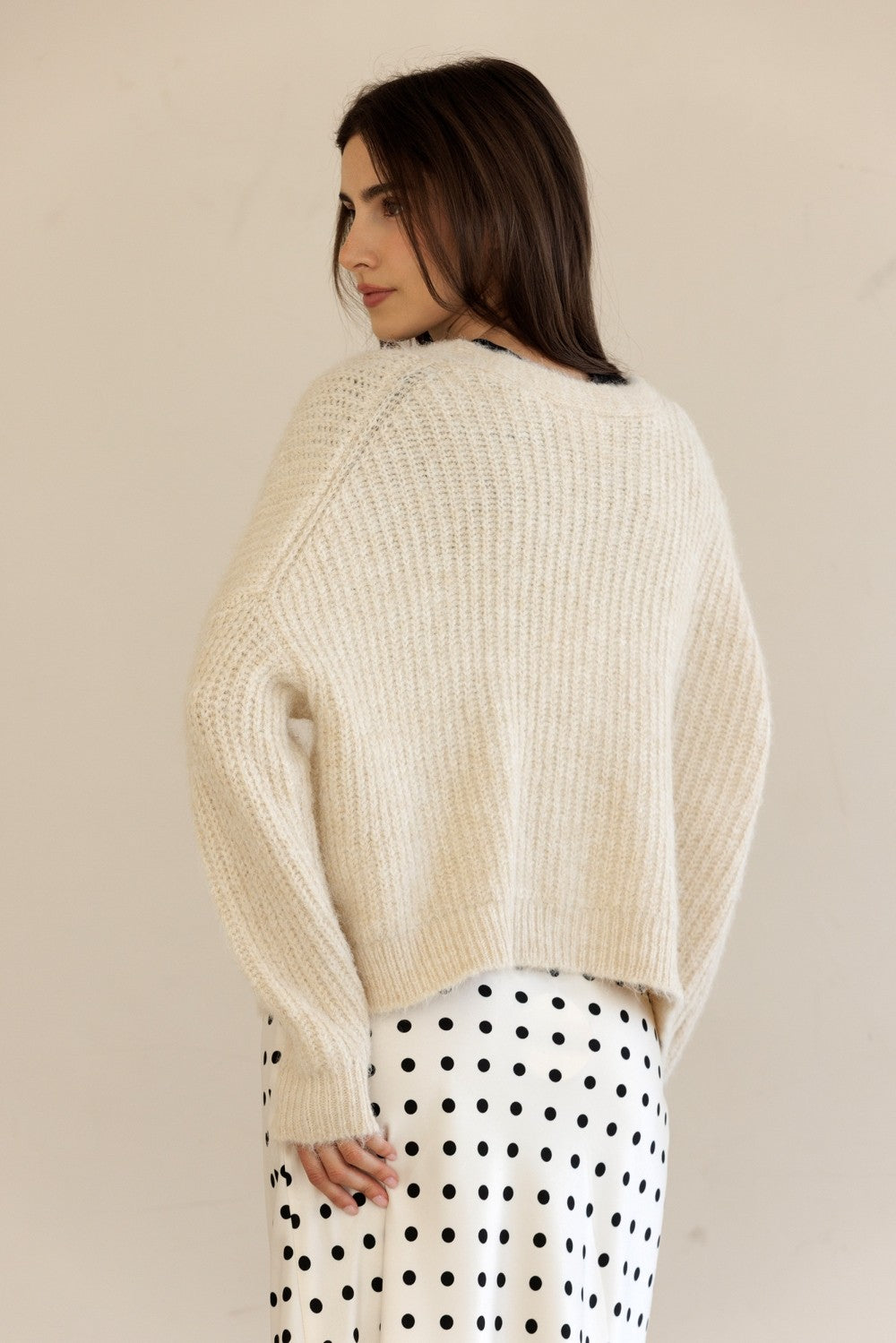 Storia Button-front Ribbed Knit Cardigan