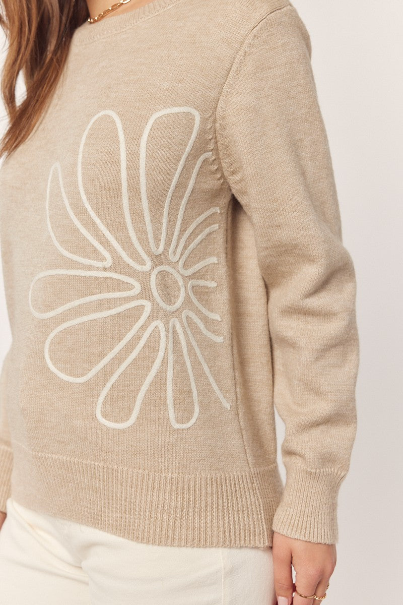 Tea N Rose Flower Embroidery Sweater