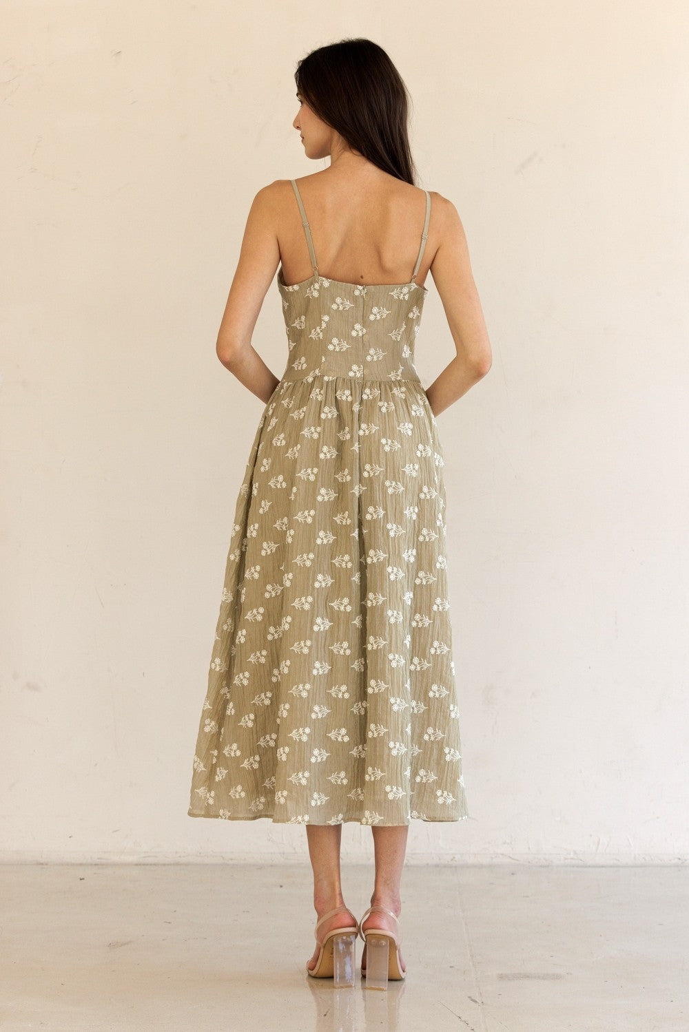 Storia Floral Embroidered Midi Dress