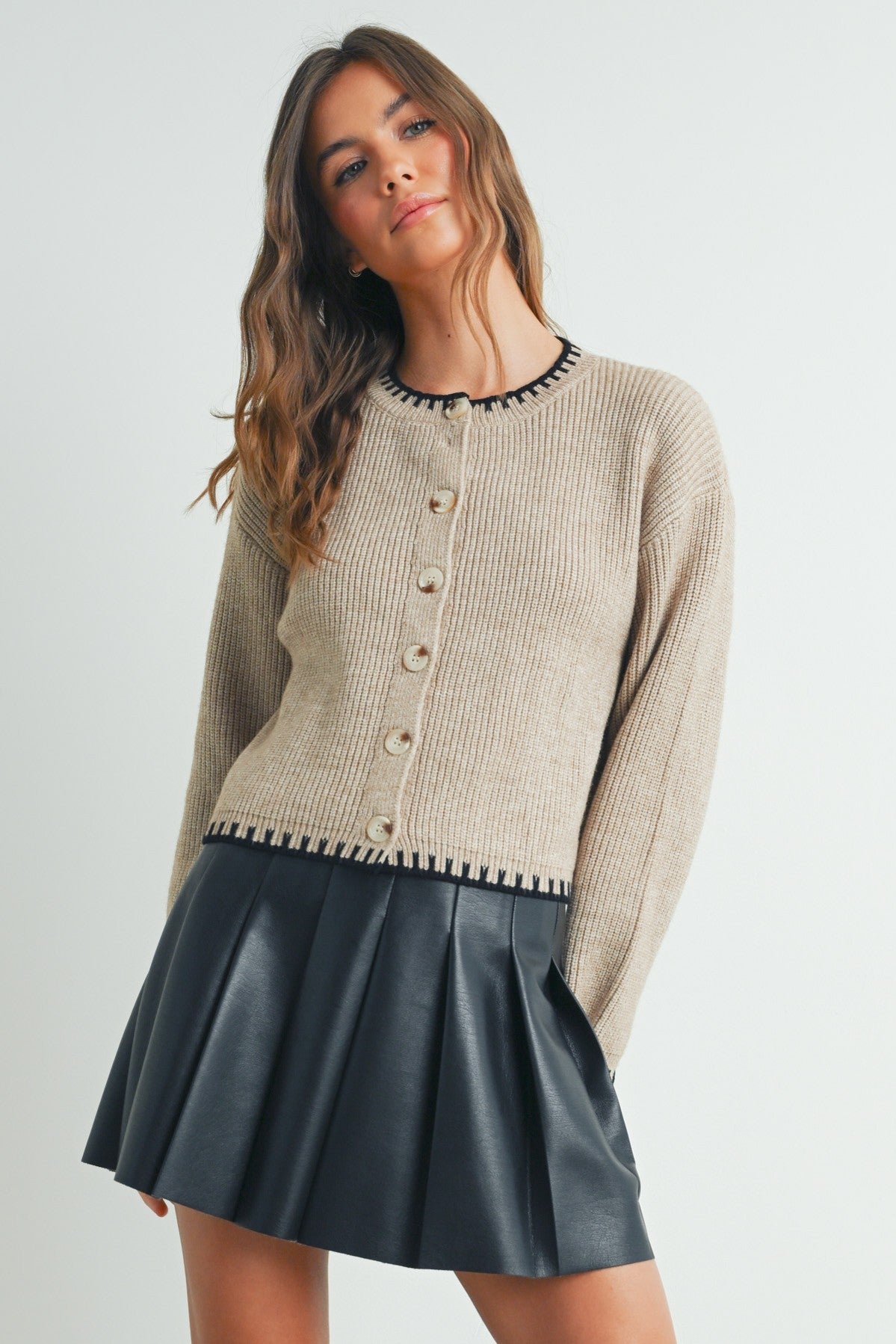 Buttermelon Crewneck Cardigan Sweater