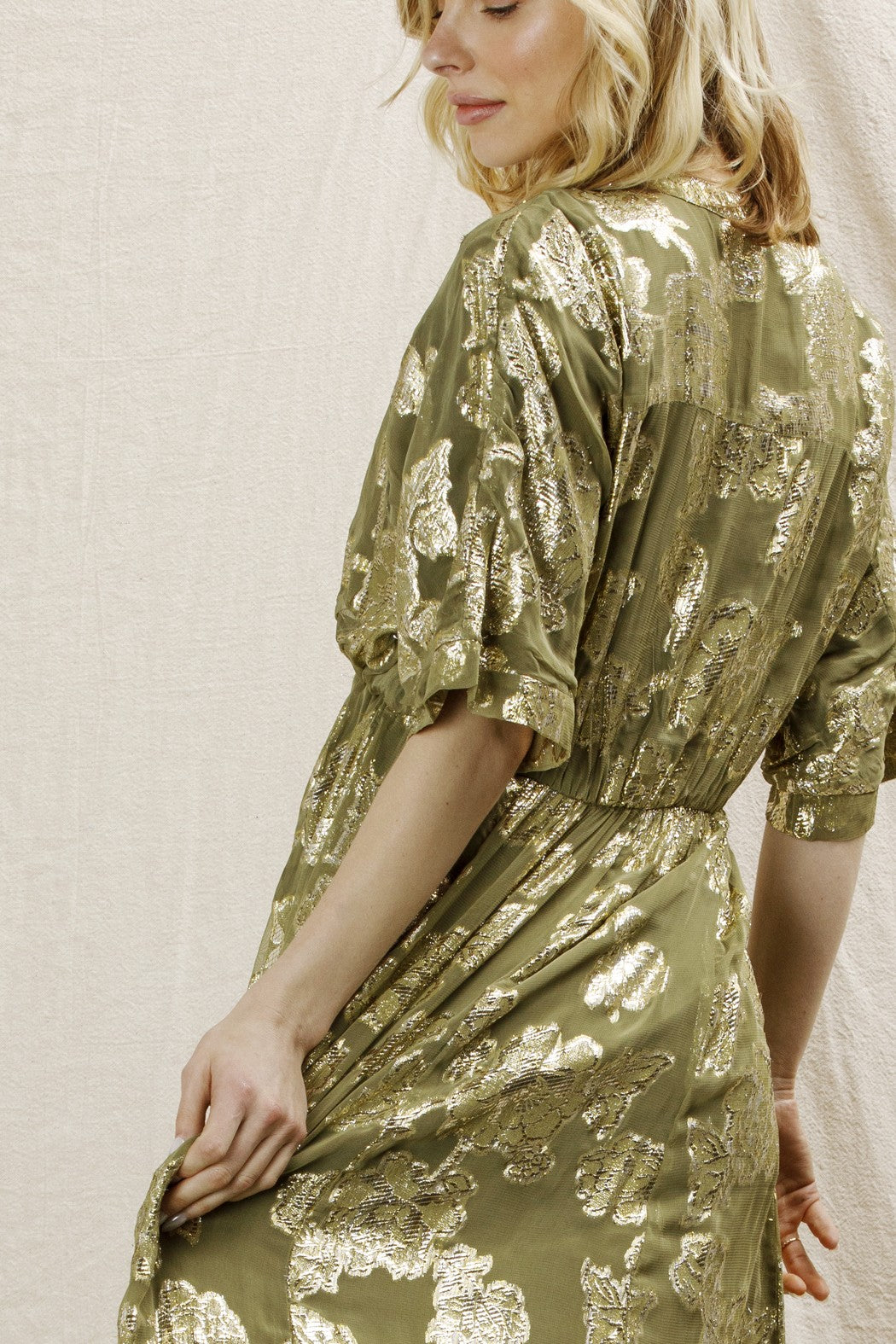 EN CREME V-neck Kimono Sleeve Maxi Dress
