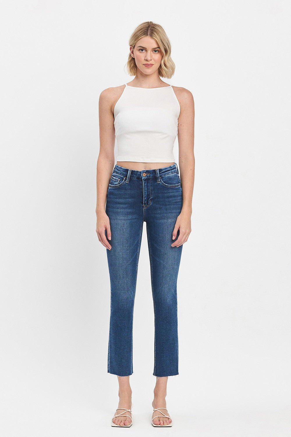 Vervet High Rise Crop Slim Straight Jeans