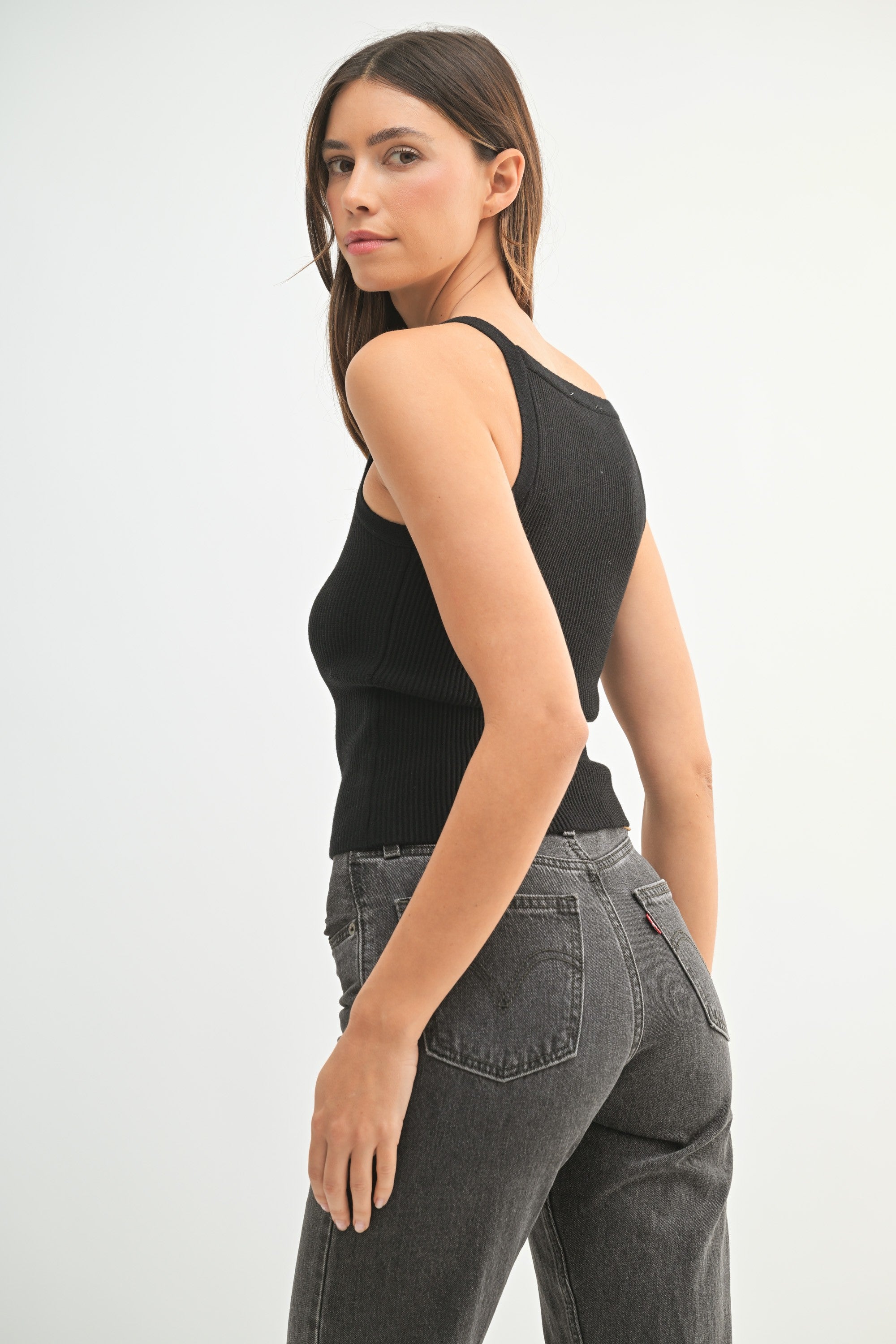Mable Ribbed Knit High Neck Top