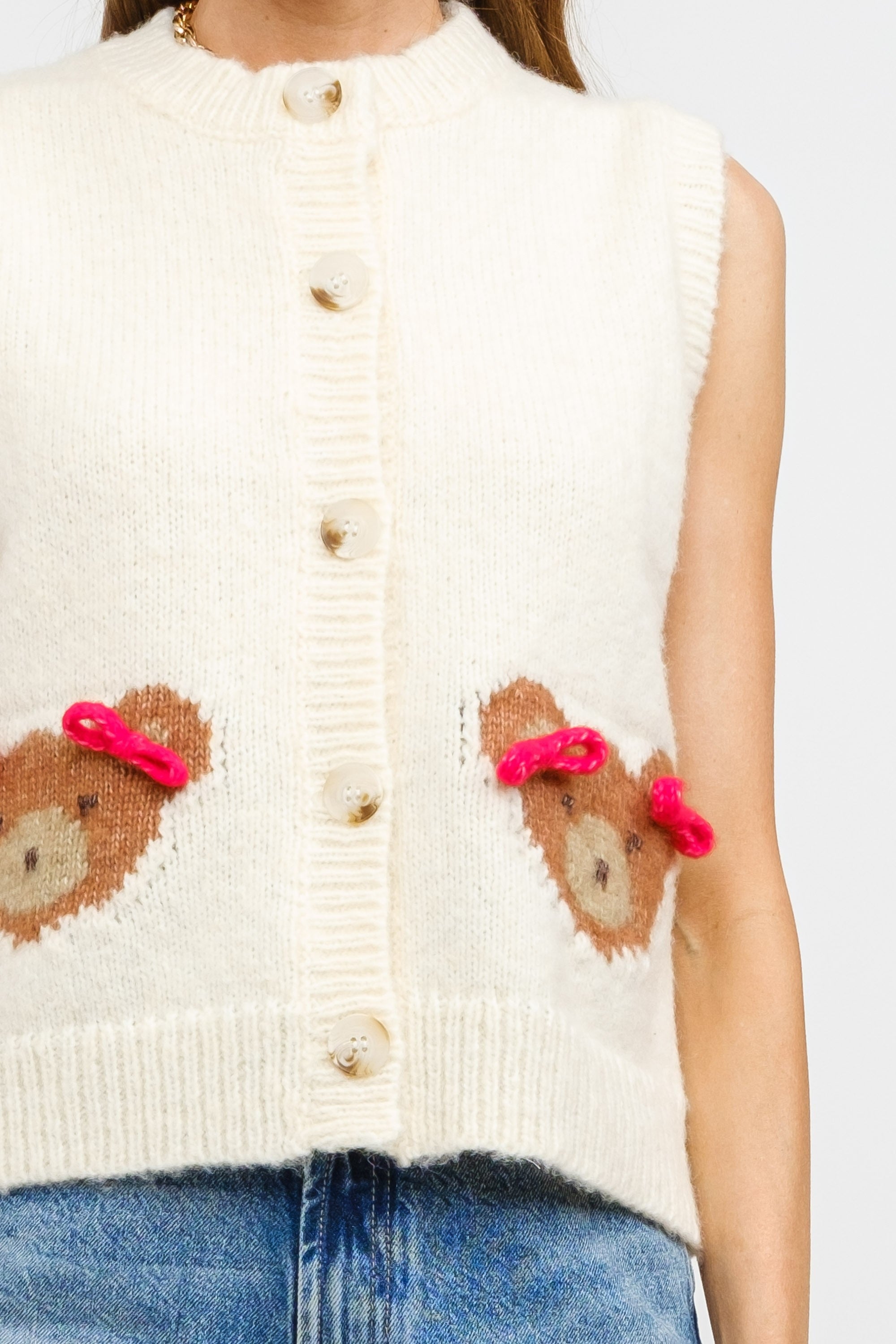 Sofie The Label Knit Button Down Teddy Bear Vest – Genevieve Lake