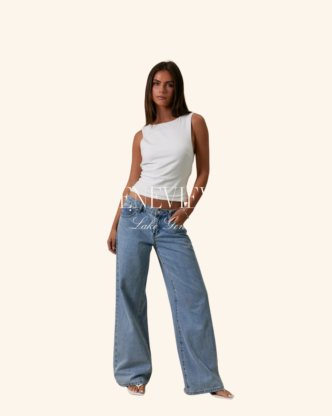 Le Lis White High Neck Cowl Back Top