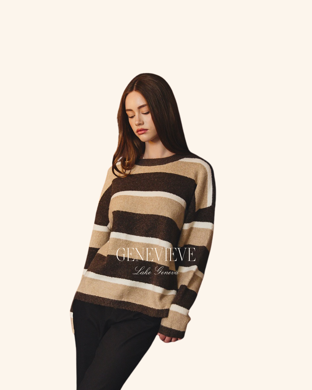 Le Lis Brown Stripe Knit Sweater