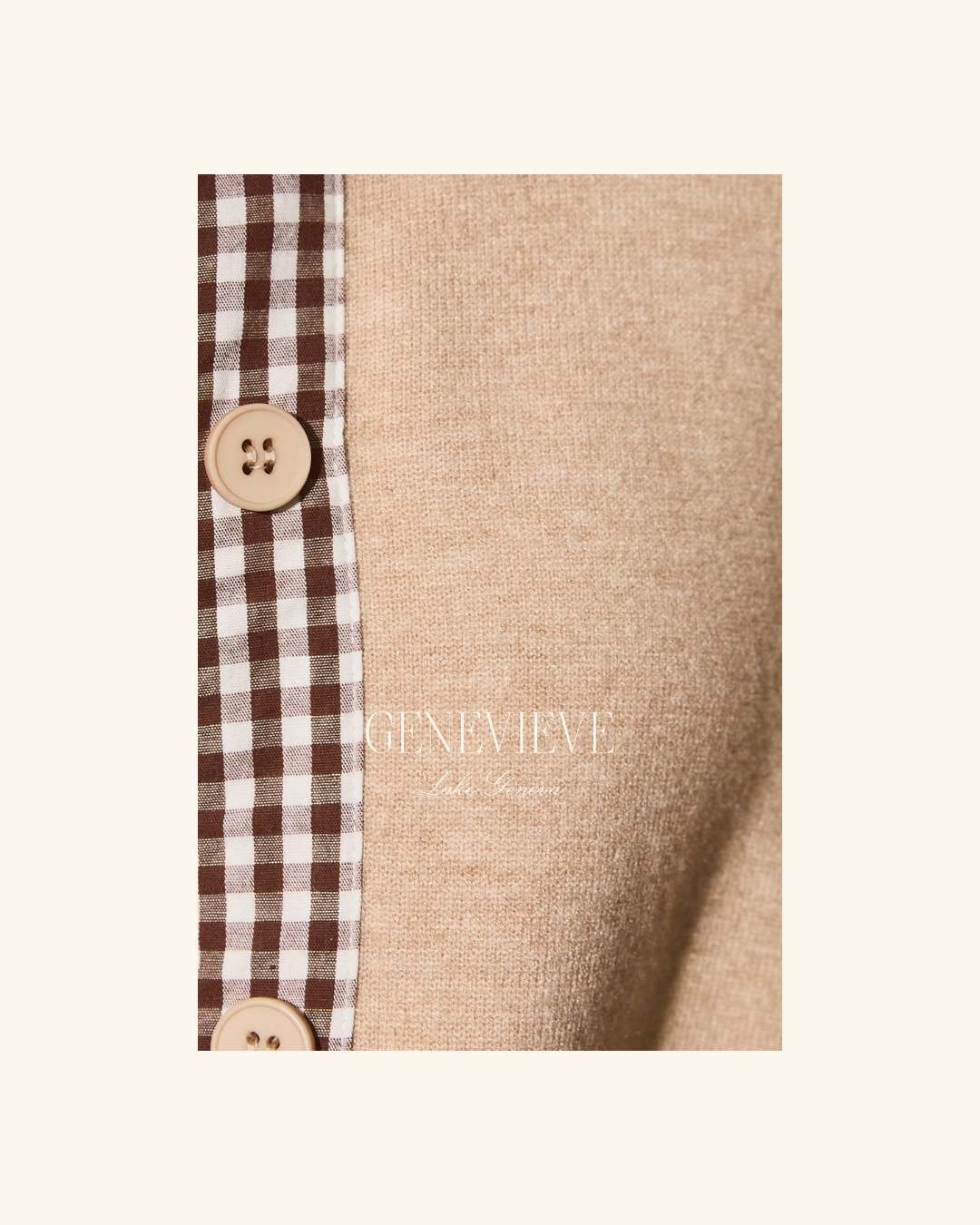 Le Lis Gingham Trim Cardigan