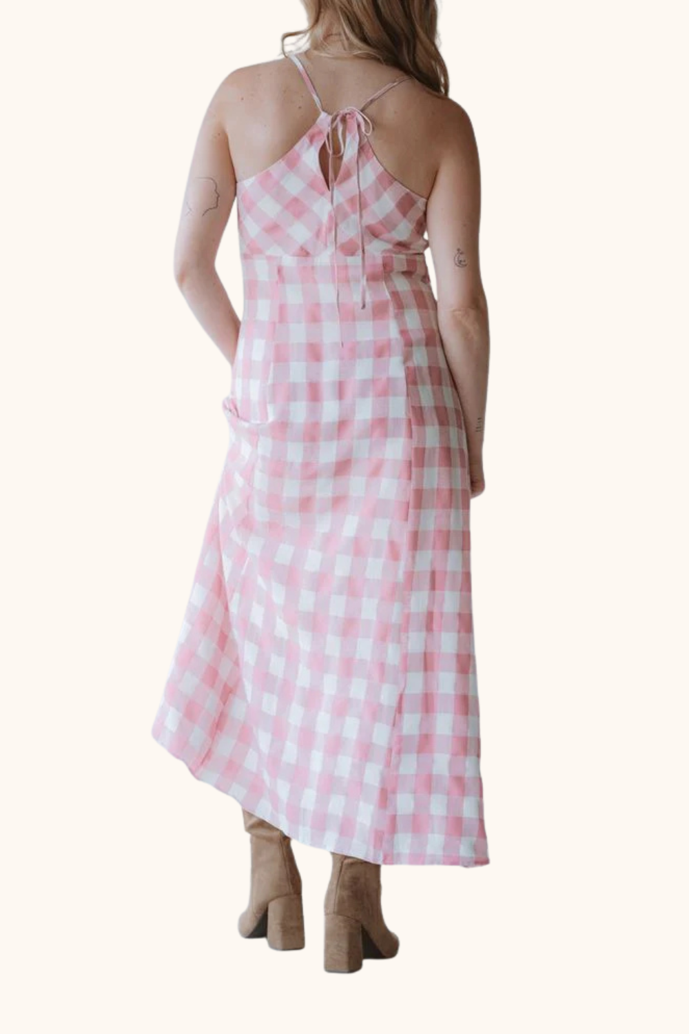 Storia Button Down Checkered Maxi Dress