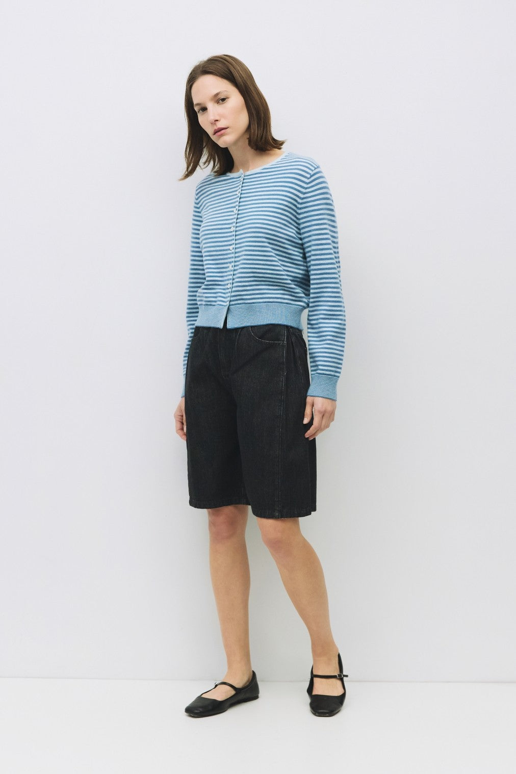 All Row Long-Sleeve Stripe Knit Cardigan