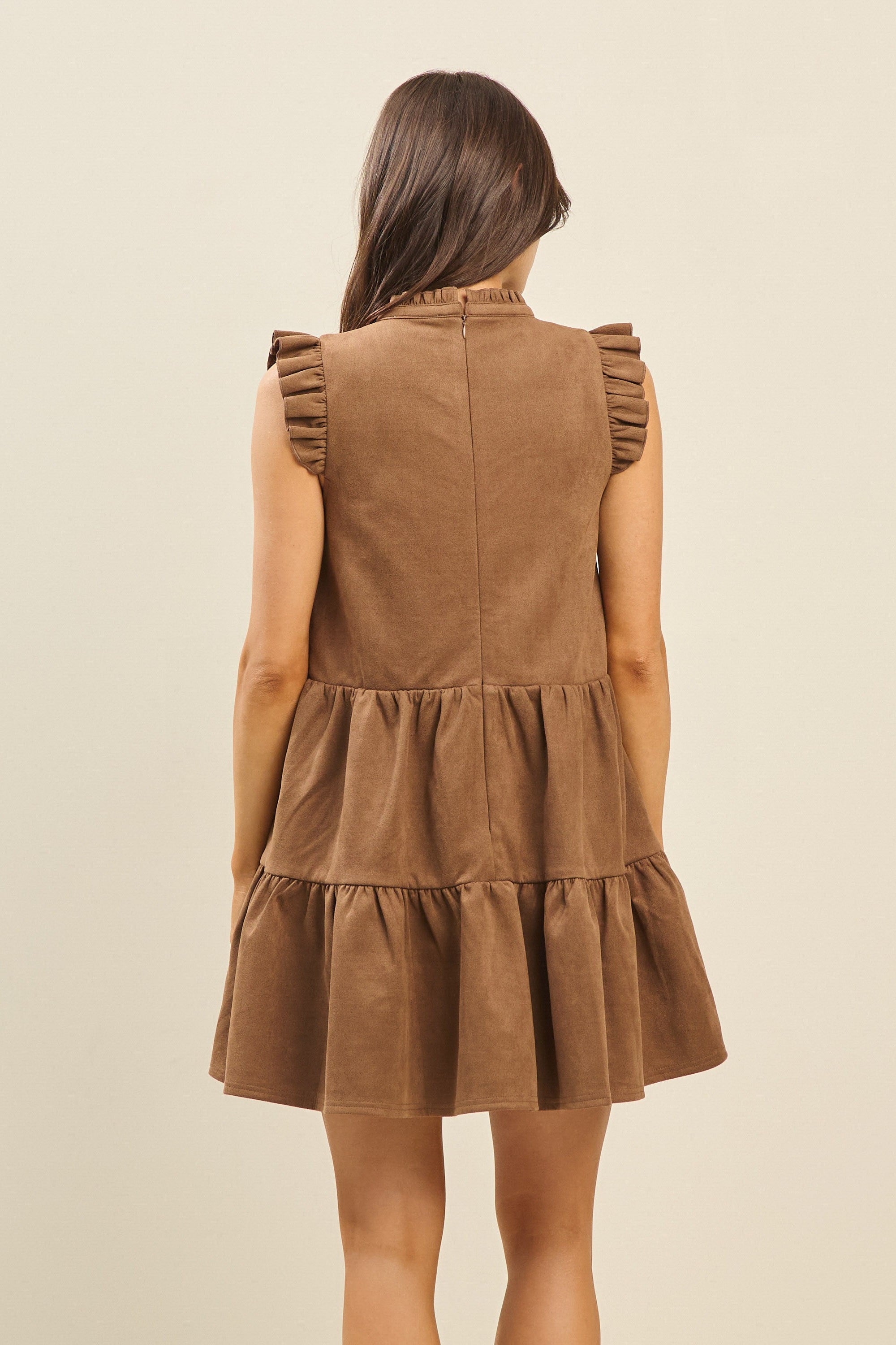Able Suede Ruffle Babydoll Dress